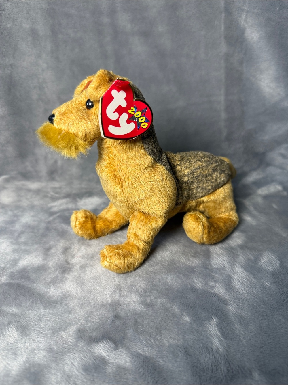 Ty Plush Terrier Dog in Brown and Golden Fur